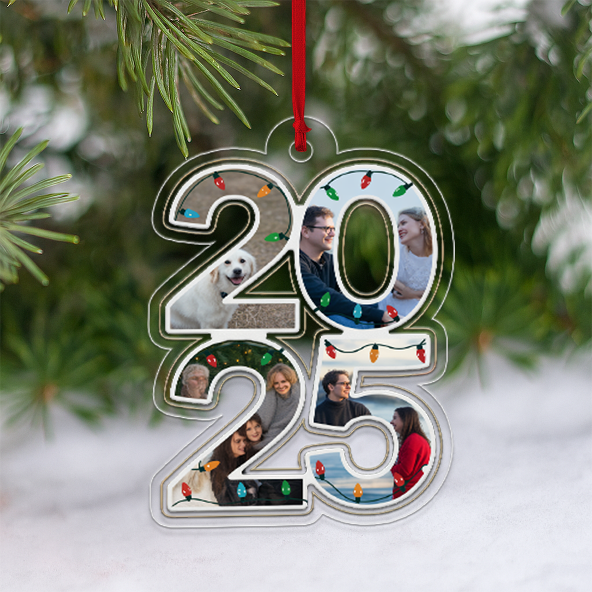 Custom Photo What A Year - Personalized Custom Shaped Acrylic Ornament