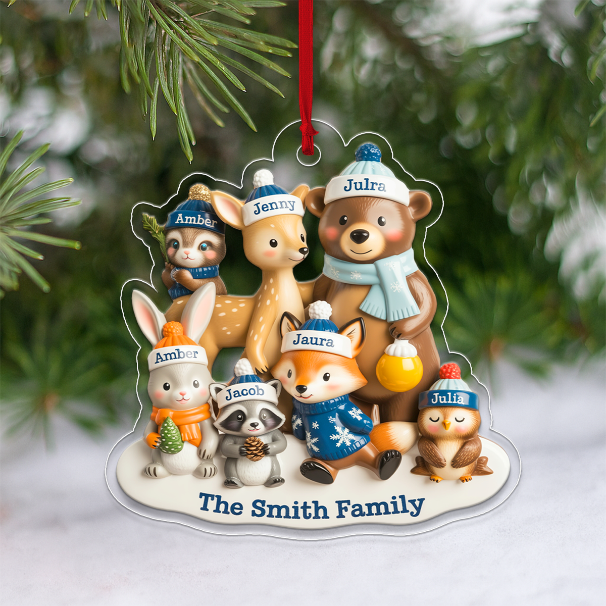 Woodland Family Personalized Acrylic Ornament