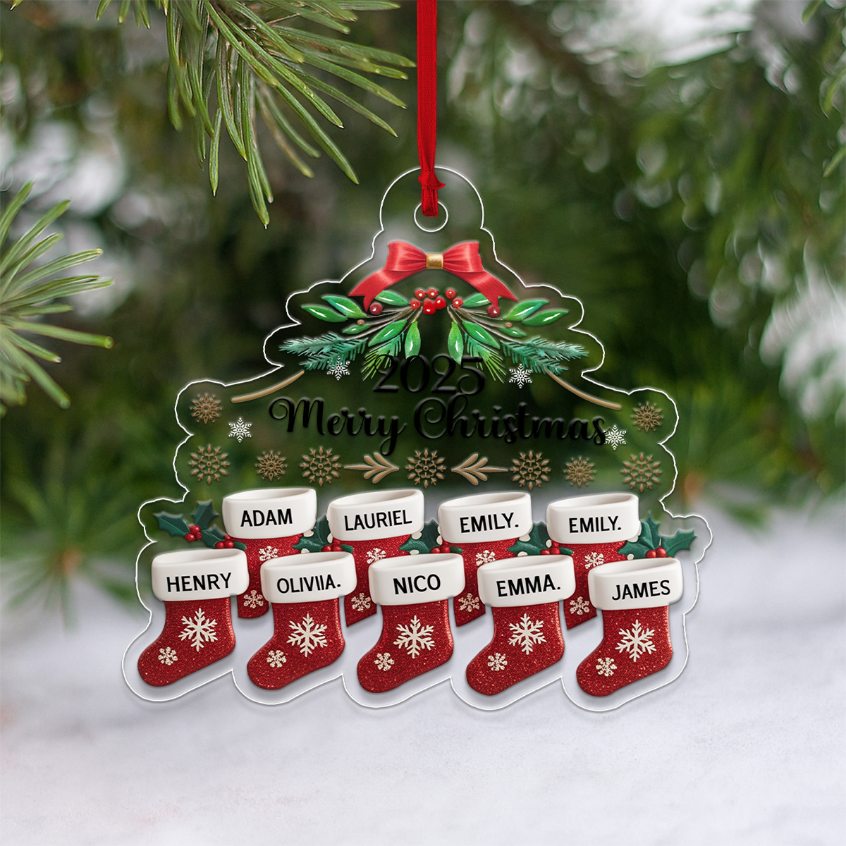 Merry Christmas Stockings And Holly Design