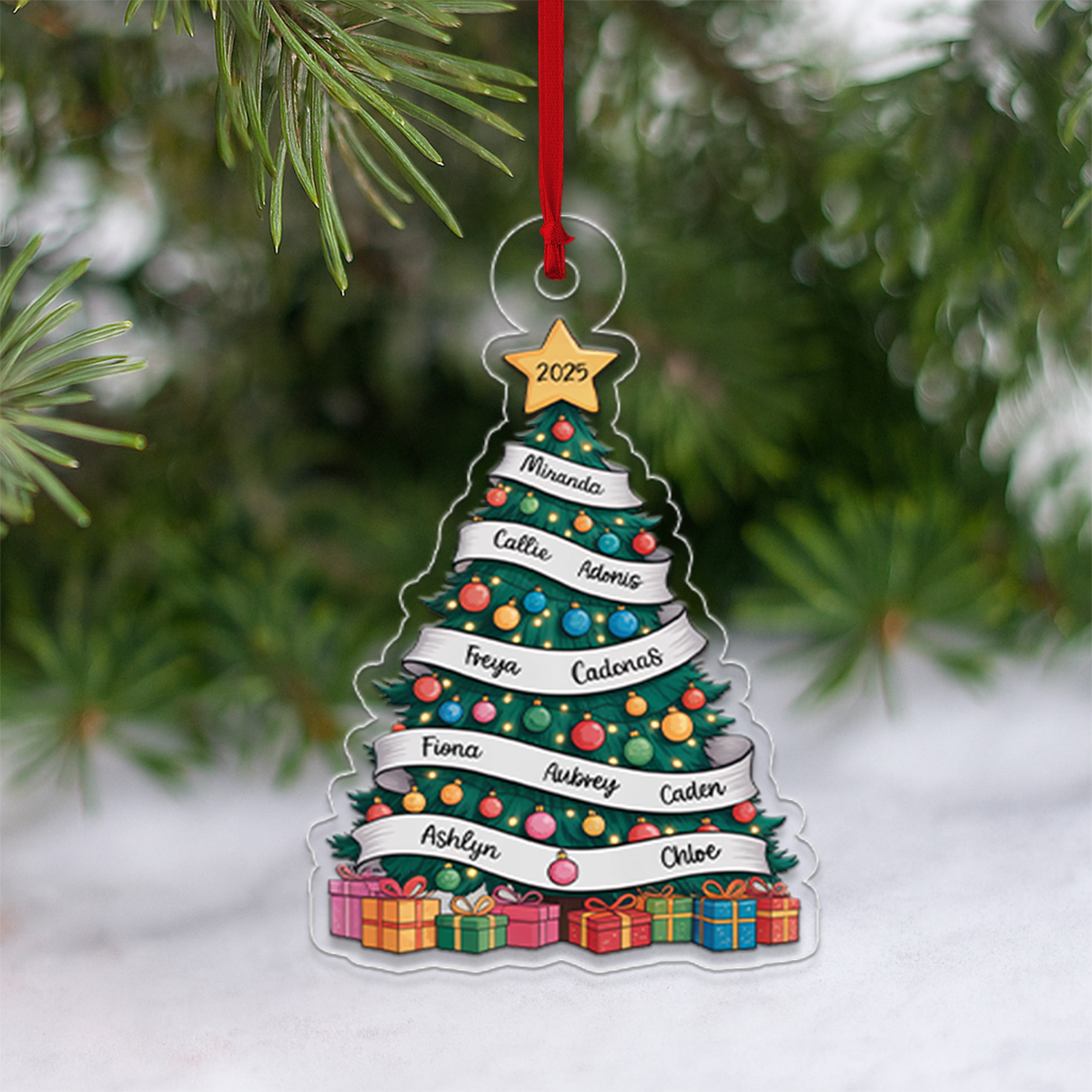 Our Family Christmas Tree, Cherished Memories - Personalized Custom Ornament - Gift for Family2