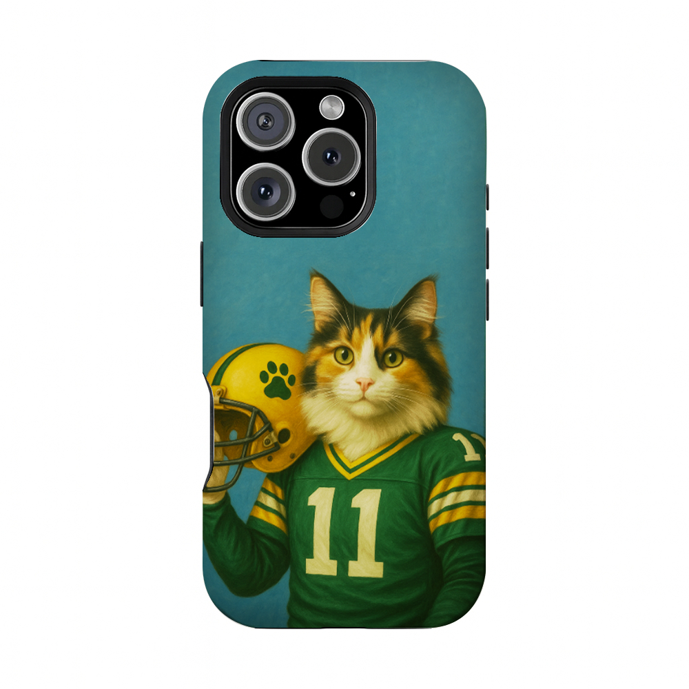 Custom Cat Photo Football Player Phone Case