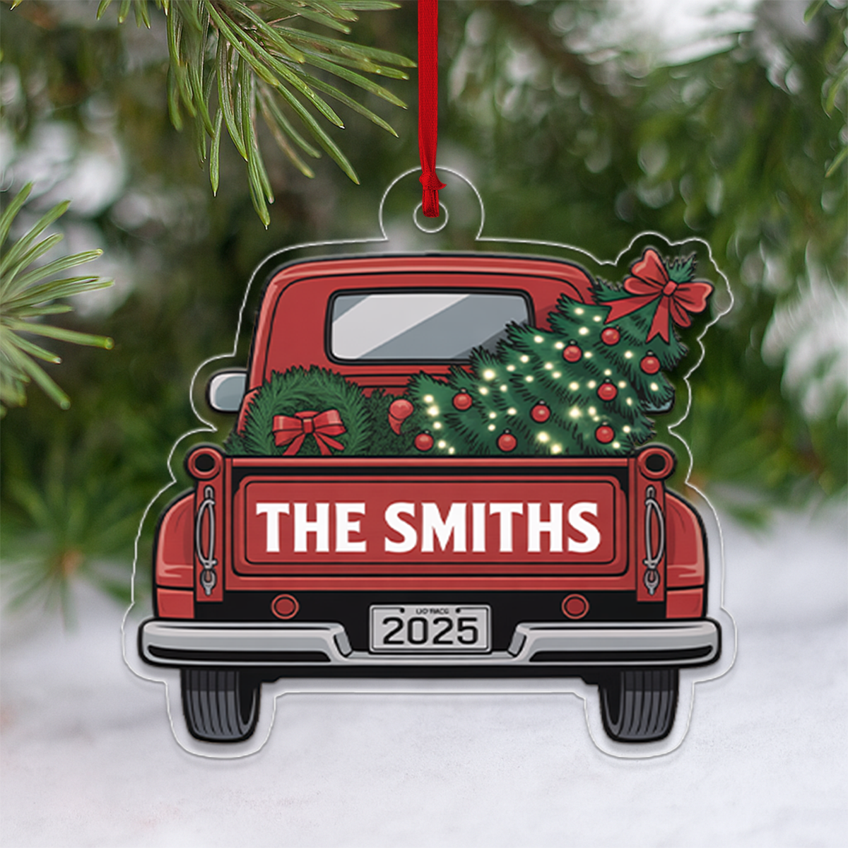 Family Adventures Begin Here - Vintage Truck Christmas Ornament - Gift For Family