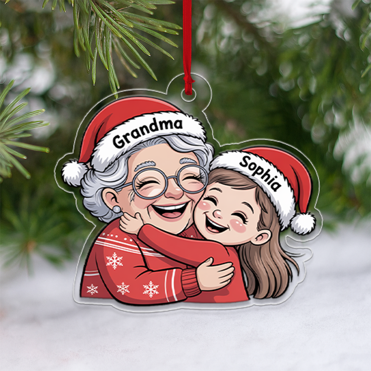 Personalized Grandma And Grandkid Christmas Ornament