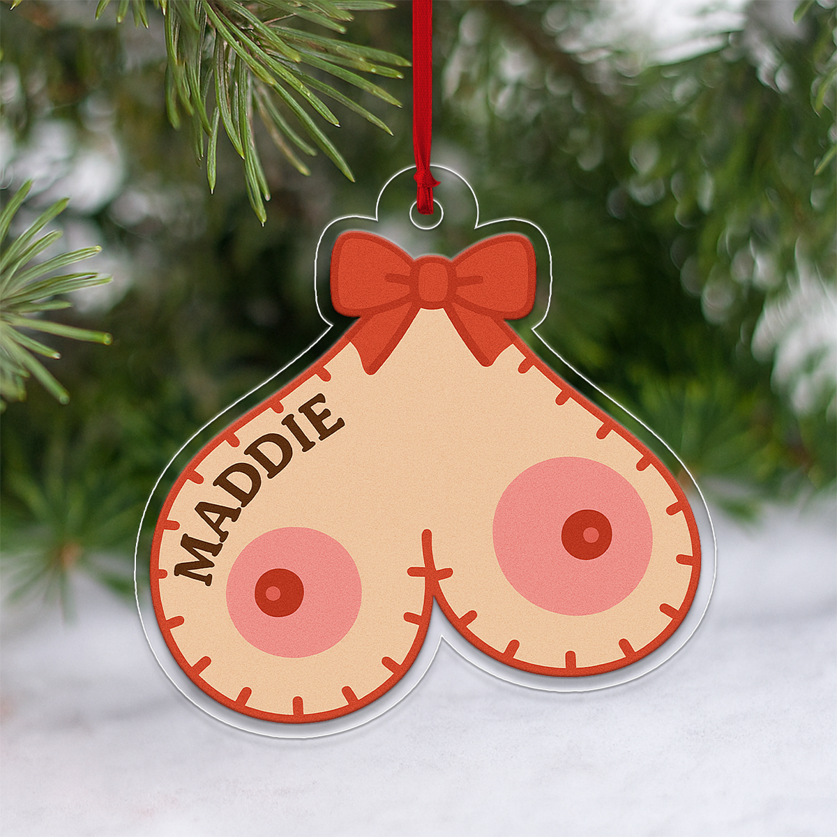 Personalized Jingle Boobs Ornament, Funny Inappropriate Christmas Ornament, Adult Ornament, Gift for Friend Couple, Holiday Joke Decoration