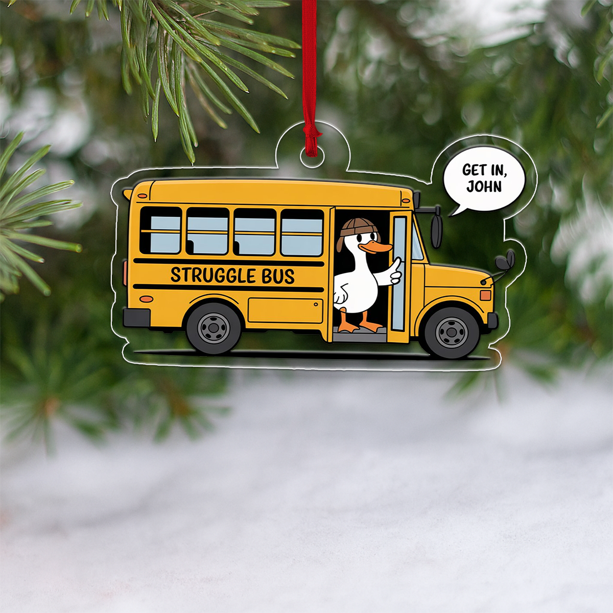 Custom Get in Struggle Bus Ornament, Personalized Funny Christmas Ornament, School Gift, Humor Gag Ornament, Holiday Decoration