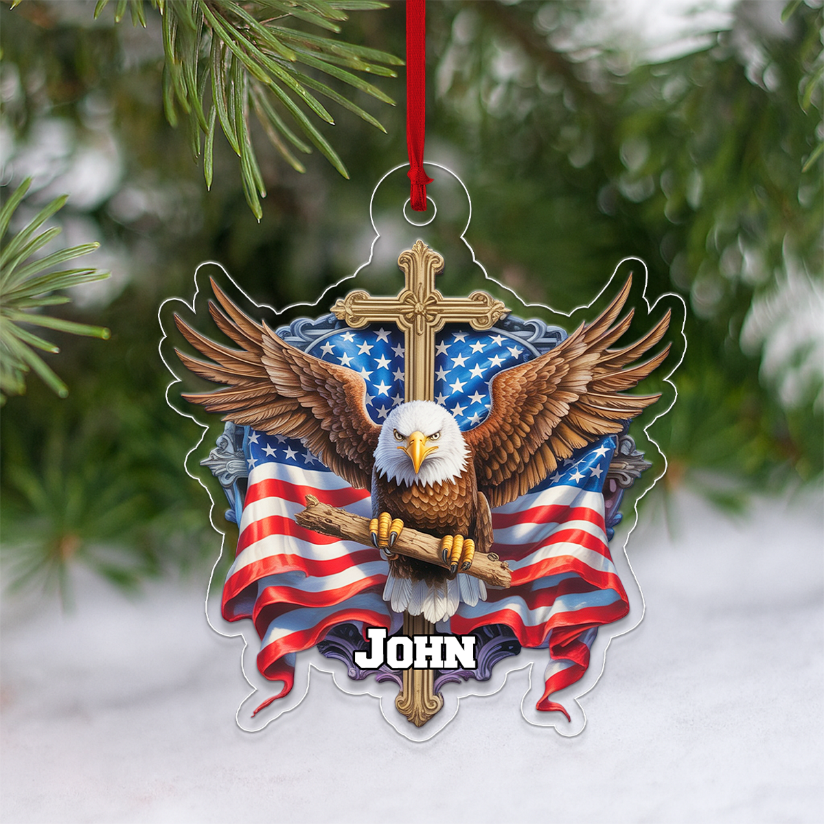 Custom Name Eagle Cross