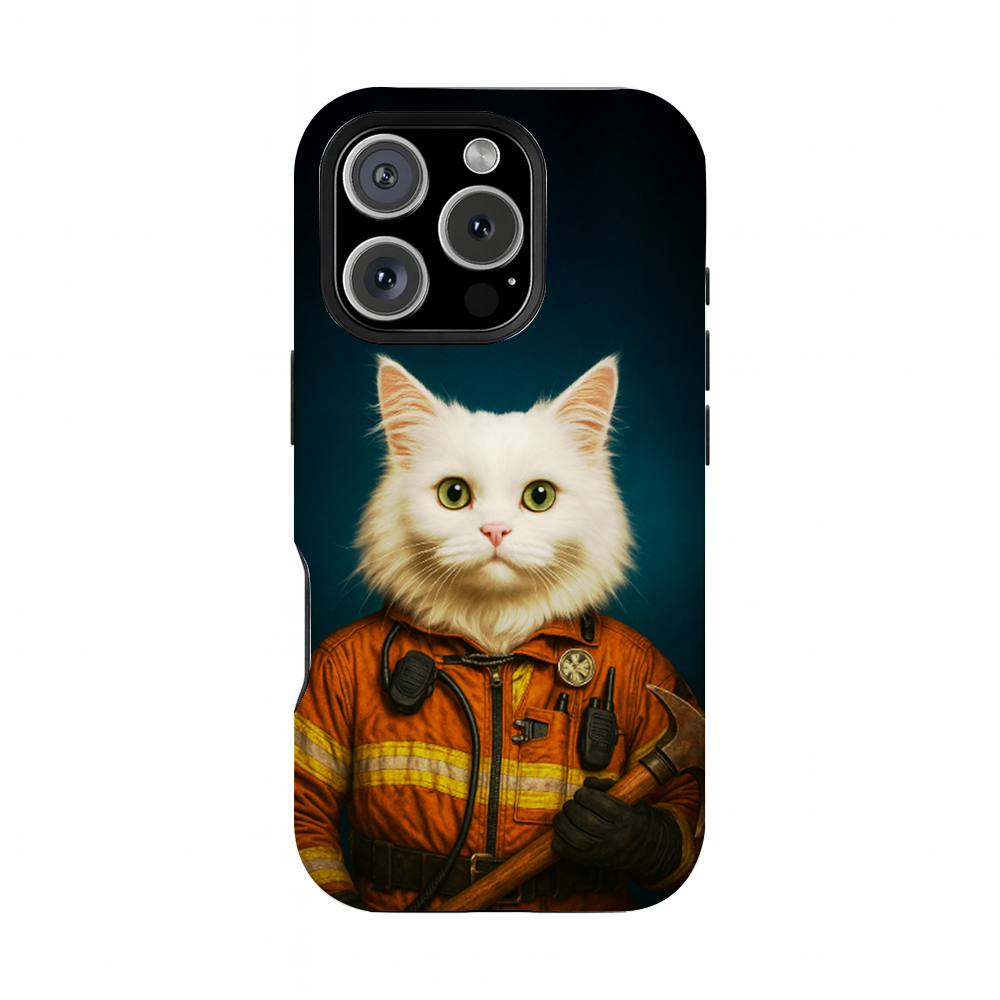 Custom Dog Photo Firefighter Phone Case _ Gift For Dog Lovers