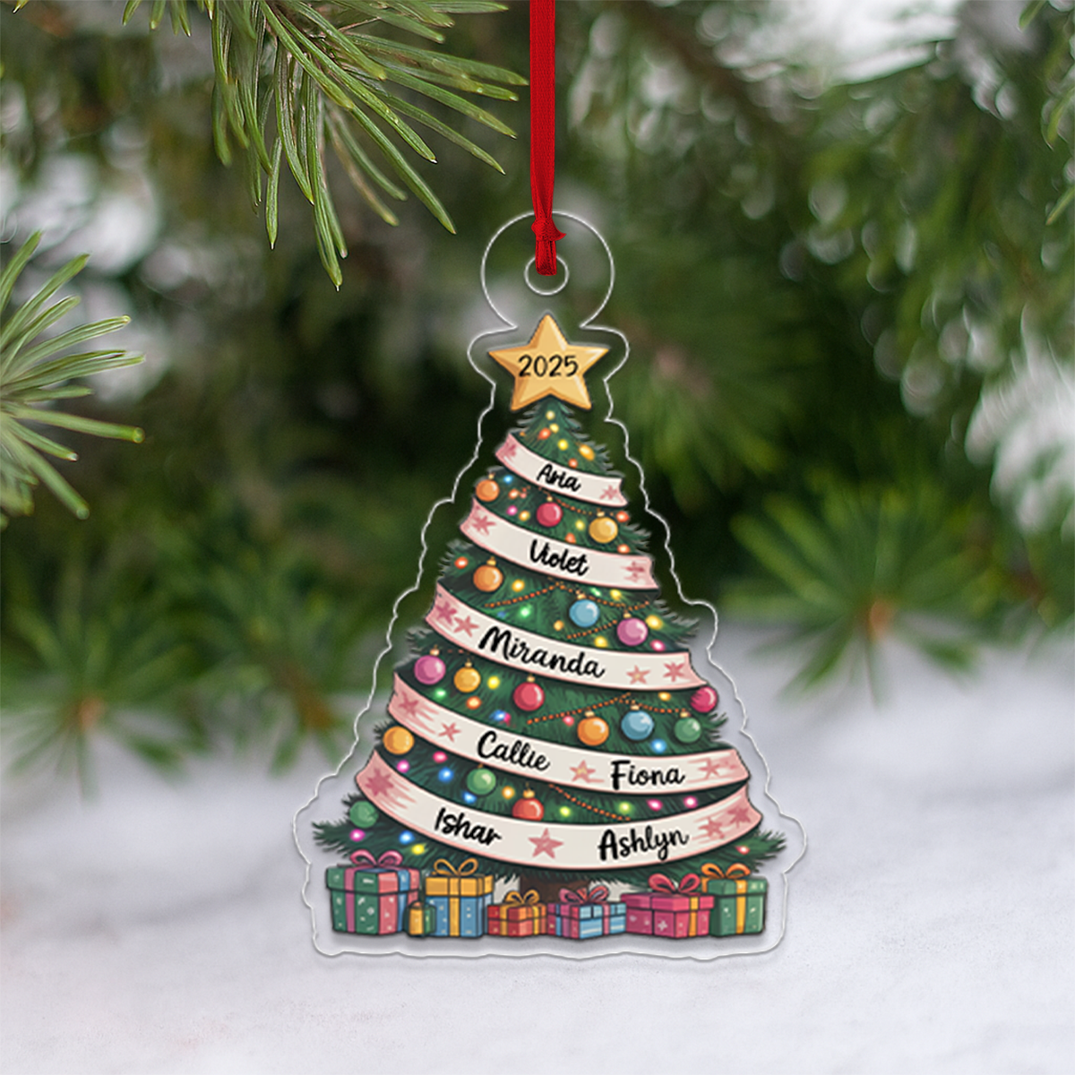 Our Family Christmas Tree, Cherished Memories - Personalized Custom Ornament - Gift for Family3