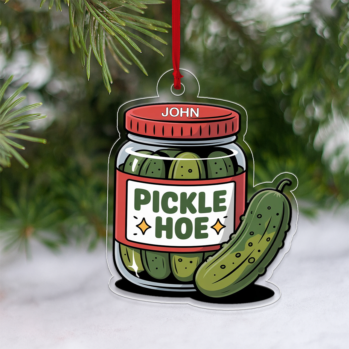 Personalized Pickle Hoe Ornament