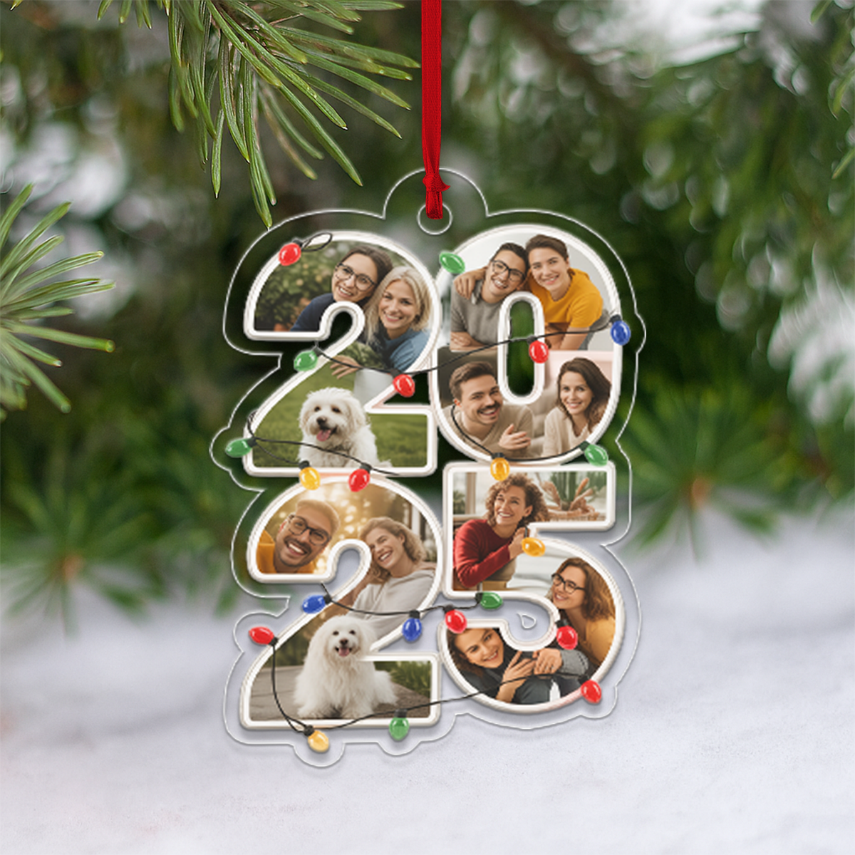 Custom Photo What A Year - Personalized Custom Shaped Acrylic Ornament2