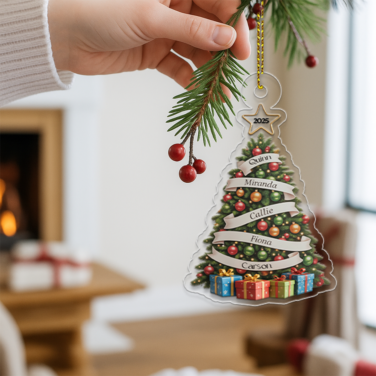 Our Family Christmas Tree, Cherished Memories - Personalized Custom Ornament - Gift for Family