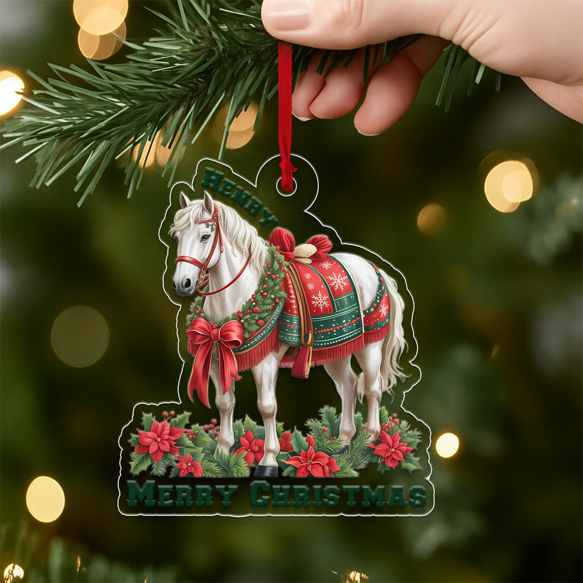 Custom Name White Horse For Farmer, Cowboy