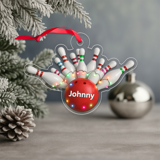 Custom Name Bowling Christmas Acrylic Ornament Christmas Gift