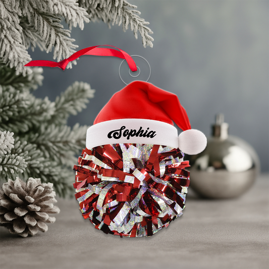 Custom Name Santa Cheerleader Acrylic Ornament Christmas Gift