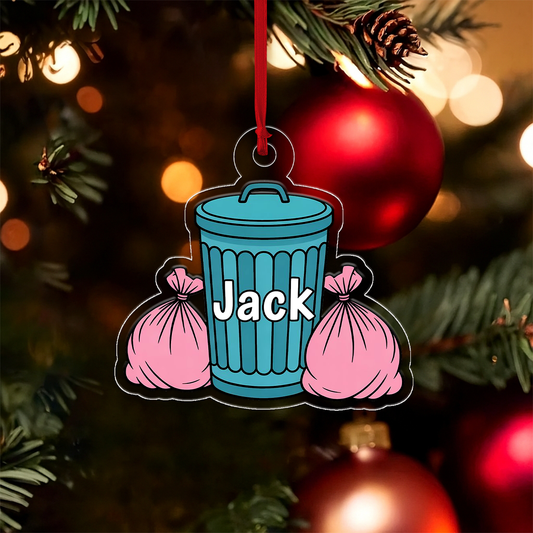 Personalized You Are Trash Funny Ornament, Custom Gag Gift Ornament, Naughty Christmas Ornament, Joke Ornament for Friend, Humor Decor