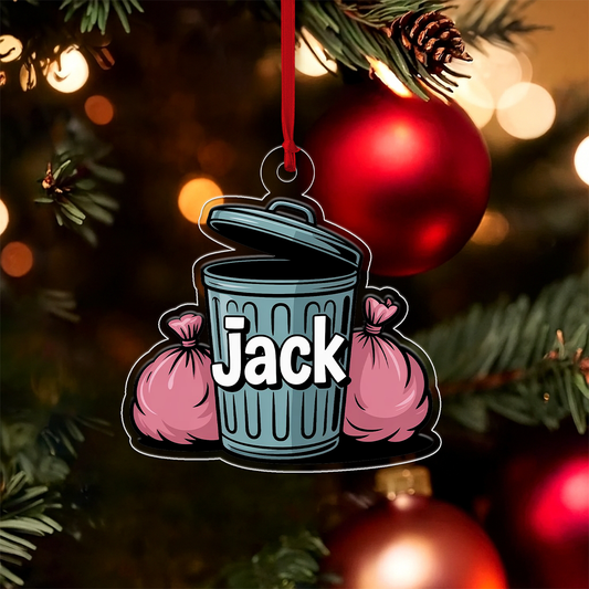 Personalized You Are Trash Funny Ornament, Custom Gag Gift Ornament, Naughty Christmas Ornament, Joke Ornament for Friend, Humor Ornament