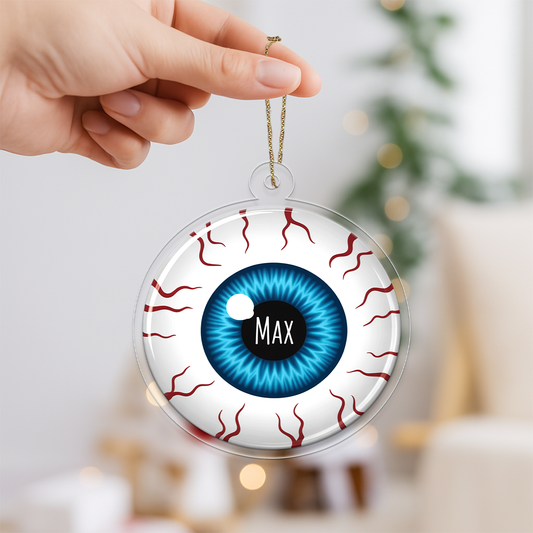 Personalized Veins Eyes Ornament, Custom Creepy Eye Christmas Ornament, Funny Horror Ornament, Unique Gag Gift