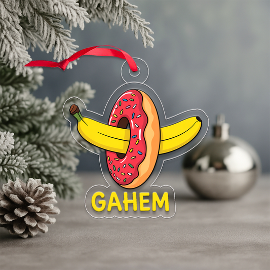 Personalized Funny Food Doughnut and Banana Ornament, Adult Ornament, Funny Holiday Decoration, Foodie Gift, Unique Keepsake