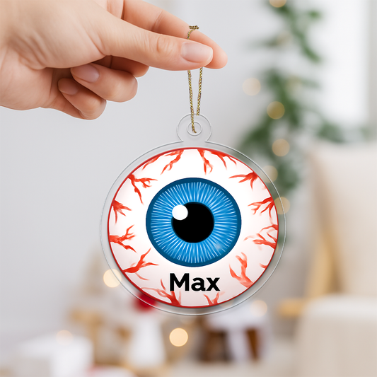 Personalized Veins Eyes Acrylic Ornament, Custom Creepy Eye Christmas Ornament, Funny Horror Ornament, Unique Gag Gift