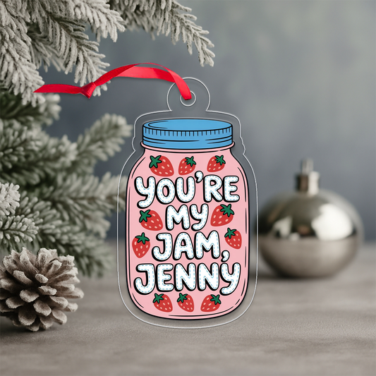 Personalized You're My Jam Strawberries Ornament, Custom Sweet Valentine's Day Ornament, Romantic Holiday Gift, Cute Foodie Keepsake