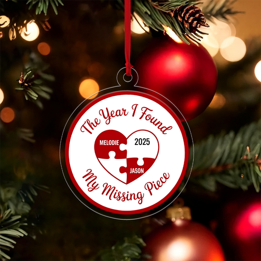 Personalized The Year I Found My Missing Piece Ornament, Custom Couple Christmas Ornament, Engagement Gift, Wedding Anniversary Keepsake