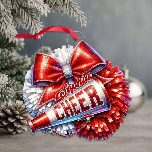 Custom Name Cheerleader Merry Xmas Acrylic Ornament Christmas Gift