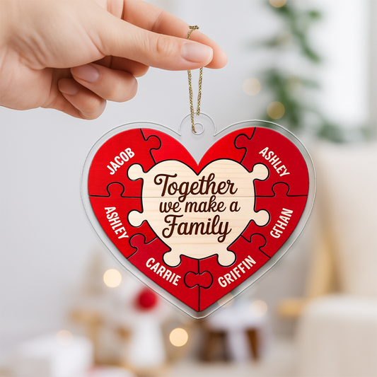 Personalized Together We Make A Family Heart Ornament, Custom Family Christmas Ornament, Parents Gift, Love Keepsake Holiday Decoration