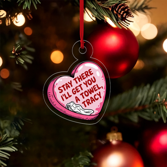 Personalized Stay There I'll Get You A Towel Ornament, Funny Couple Ornament, Custom Bathroom Humor Ornament, Naughty Christmas Gag Gift
