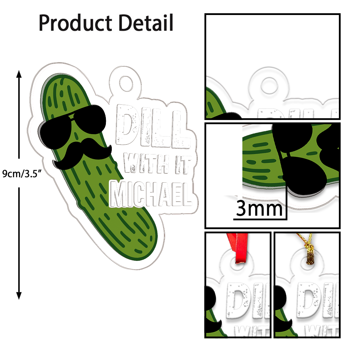Personalized Dill With It Pickle Ornament, Custom Funny Christmas Ornament, Gift for Pickle Lover, Holiday Humor Decoration, Unique Keepsake