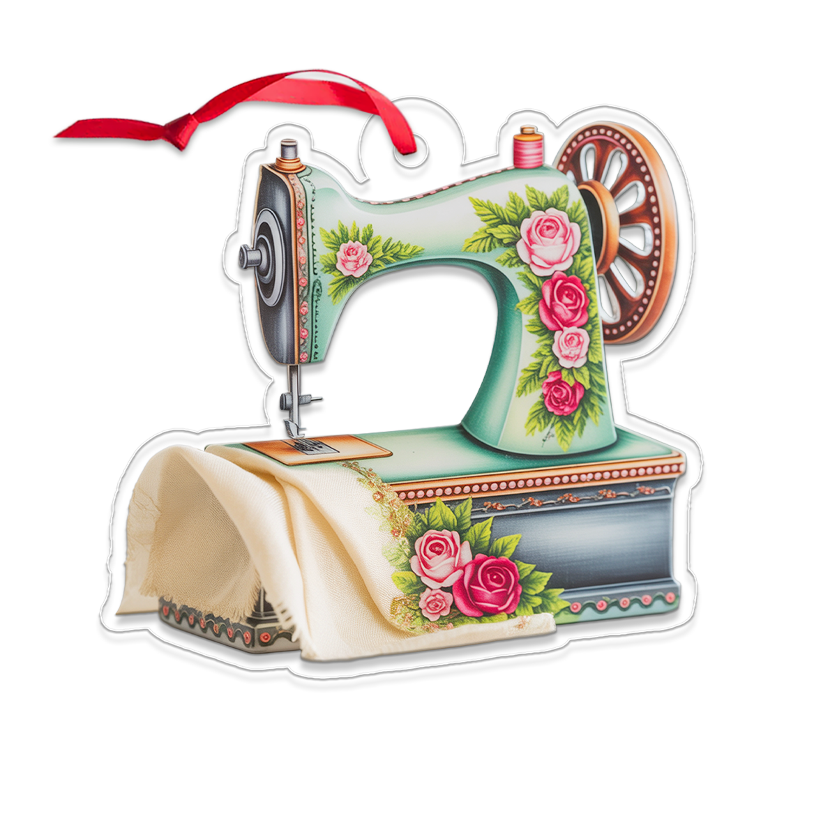 Shiny Sewing Machine Personalized Acrylic Christmas Ornament
