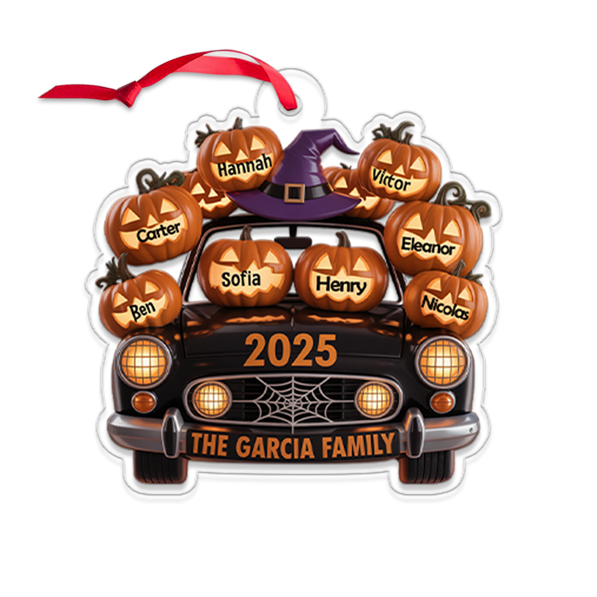A Spooky Ride With Your Family Names, Pumpkins And Ghosts