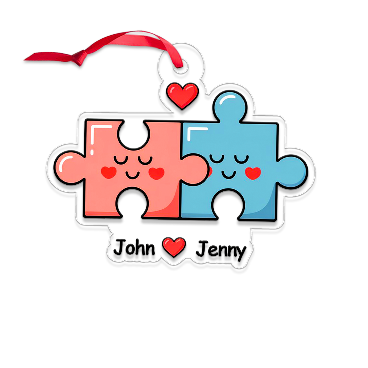 Personalized You Complete Me Puzzle Ornament, Custom Couple Christmas Ornament, Romantic Love Gift, Engagement Wedding Anniversary Keepsake