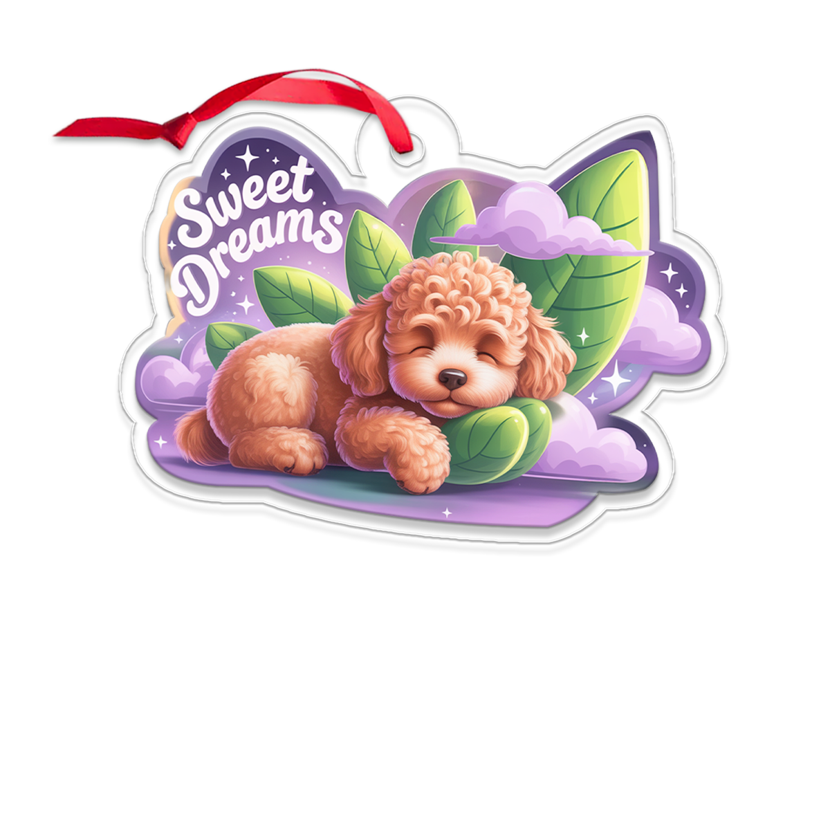 Poodle Sleep On Fallen Leaves Acrylic Ornaments