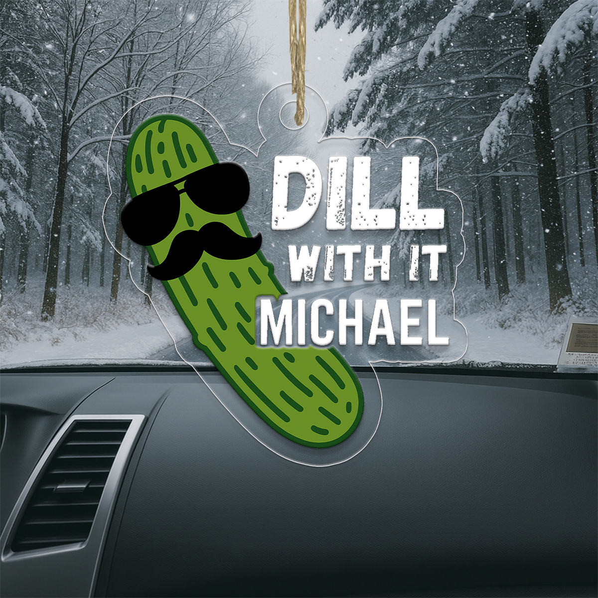 Personalized Dill With It Pickle Ornament, Custom Funny Christmas Ornament, Gift for Pickle Lover, Holiday Humor Decoration, Unique Keepsake