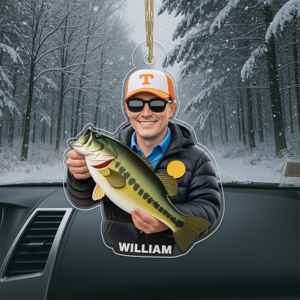 Custom Photo Christmas Birthday Fishing Acrylic Ornament Christmas Gift