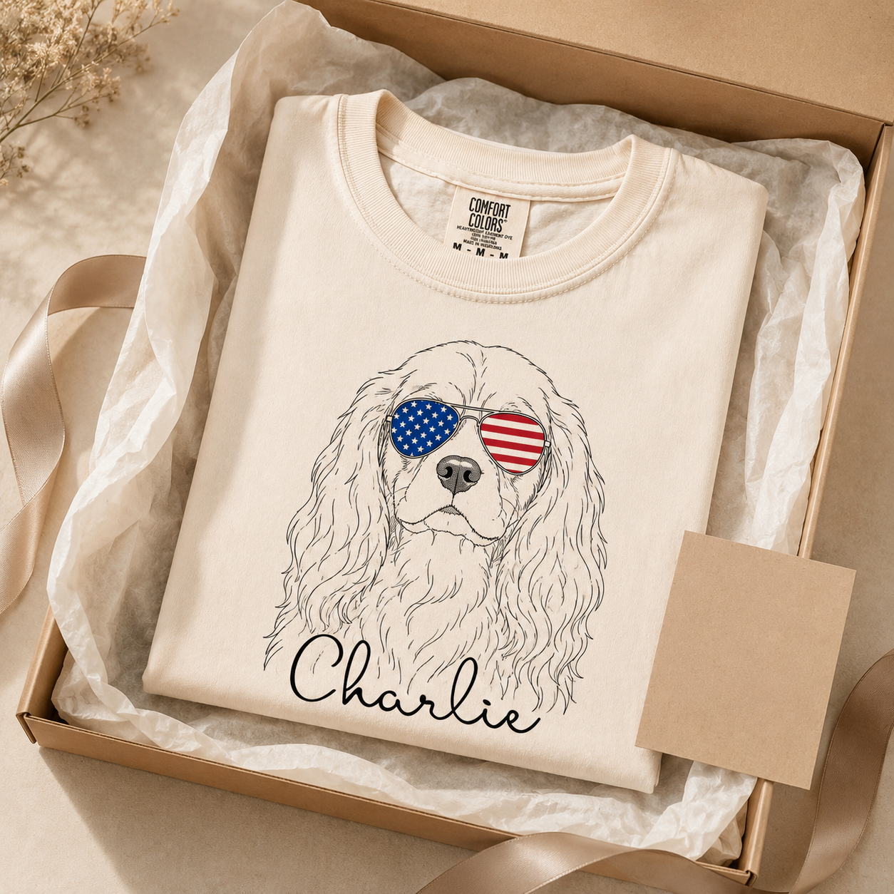 Custom Photo America Dog Unisex Wash T-Shirt, Personalized Pet Lover Gift | Gift For Dog Lovers