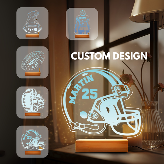 TNN030 Personalized Football LED Night Light, Football Night Light, Custom Football Night Light, Football Kids Bedroom Light, LED Bedroom Light