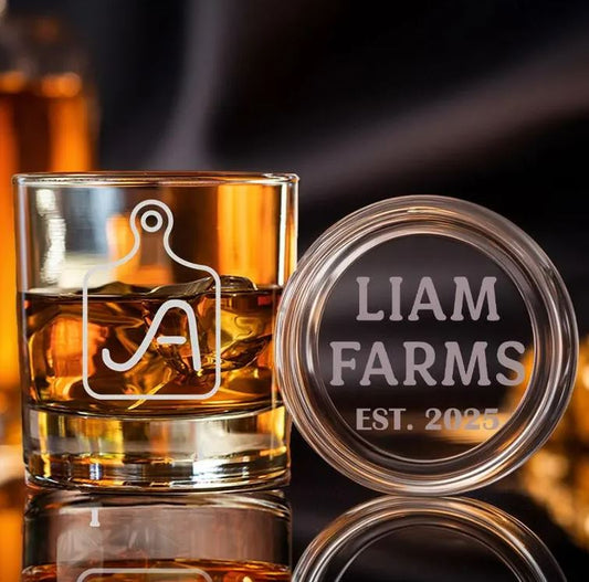 Custom Cattle Brand Glass | Farm Glass | Personalized Whiskey | Gift For Farmer
