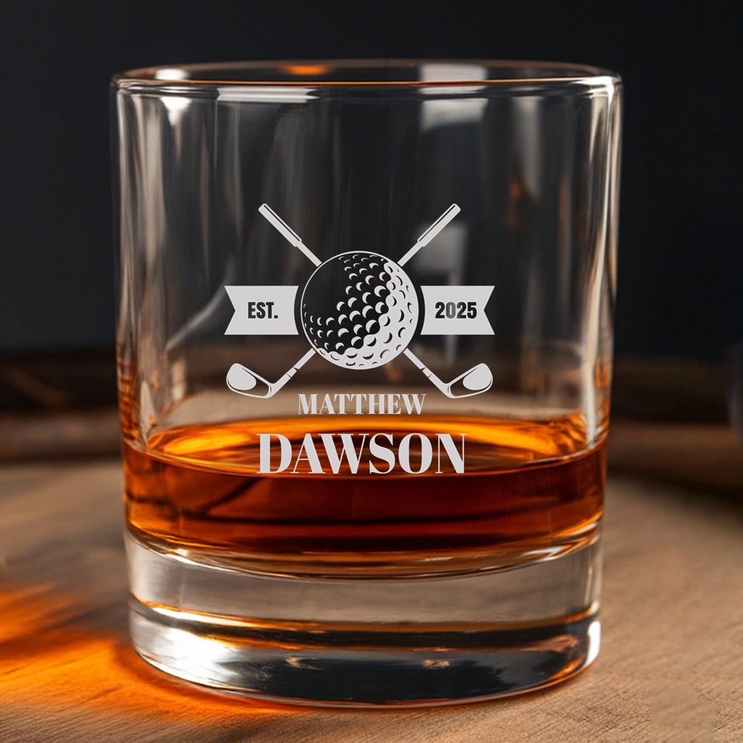 Golf Personalized Classic Whiskey Glass And Decanter Set | Engraved Gift For Retirement