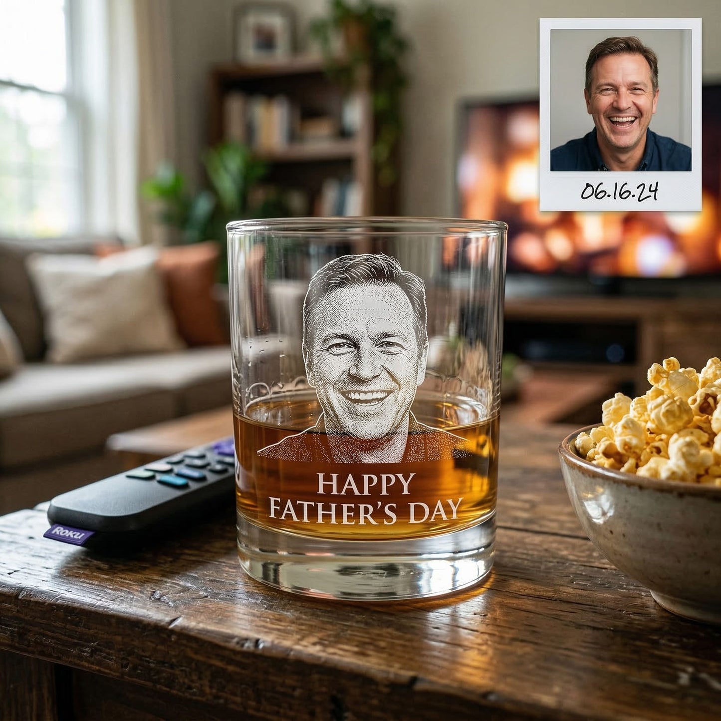 Custom Photo Happy Father Day Whiskey Glass | Photo Dad Portrait Gift | Father's Day Gifs | Gift For Father