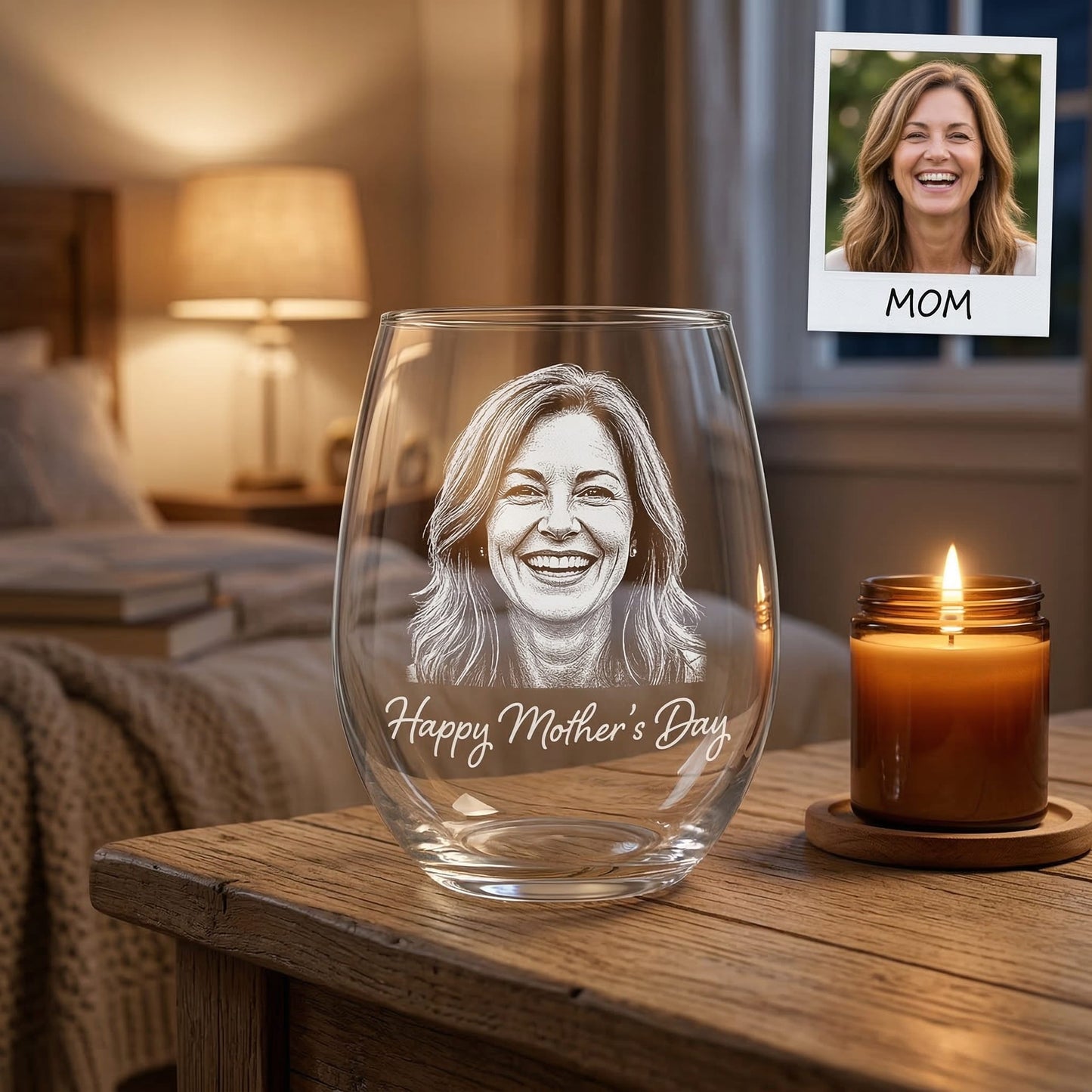 Custom Photo Happy Mother's Day Wine Glass | Mom Wine Glass | Gift For Mom | Mother's Day Gifts