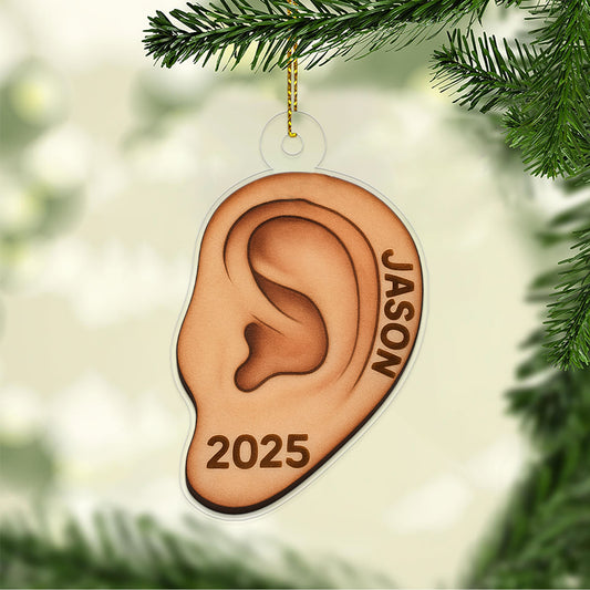 Personalized Ear Audiologist Ornament, Holiday Tree Ornament, Audiologist Gift, Doctor Medical Ornament, Gifts for Otolaryngologists