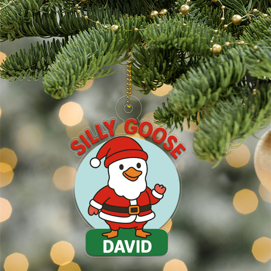 Personalized Silly Goose Christmas Acrylic Ornament, Personalized Holiday Tree Decoration Gift, Funny Animal Ornament, Meme Ornament
