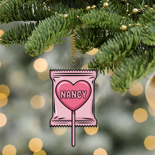 Personalized Sweet Candy Acrylic Ornament, Christmas Decor, Christmas Candy Acrylic Ornament, Gift For Sweetie, Gift For Daughter