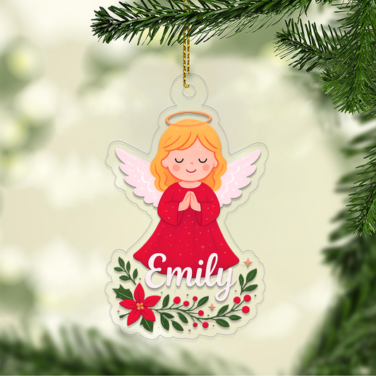 Personized Christmas Angel Ornament, Custom Name Christmas Ornament, Baptism Gift, Nativity Ornament, Christmas Home Decor, Xmas Gift
