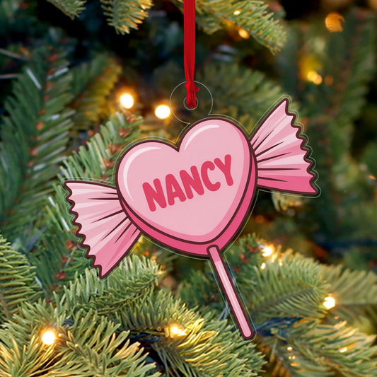 Personalized Sweet Candy Ornament, Christmas Decor, Christmas Candy Acrylic Ornament, Gift For Sweetie, Gift For Kids