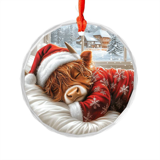 Highland Cow Sleeping In Bed Design 1