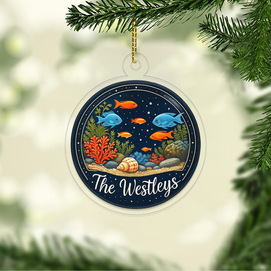 Personalized Dark Ocean Christmas Ornament, Personalized Under the Sea Ocean Ornaments, Holiday Gift, Marine Gift