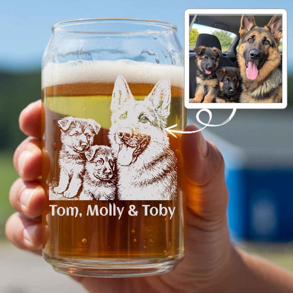 Custom Photo Pet Memorial Beer Glasses | Personalized Pet Photo Beer Can Glasses | Gift For Pet Lover TNNGL32