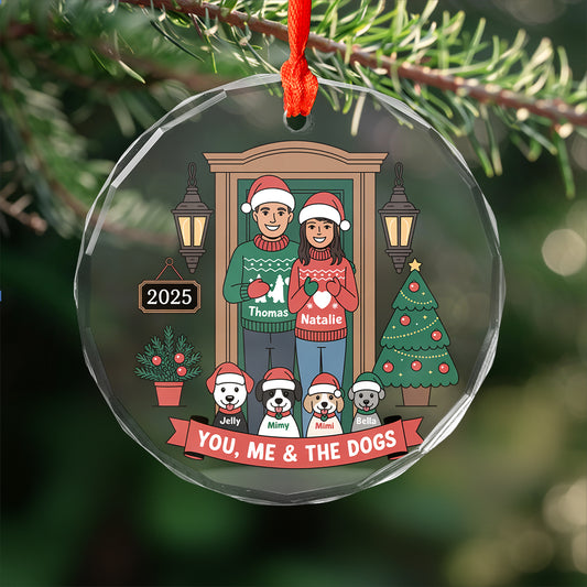 Personalized Farmhouse Couple Christmas Ornament with Optional Pet Dog Cat